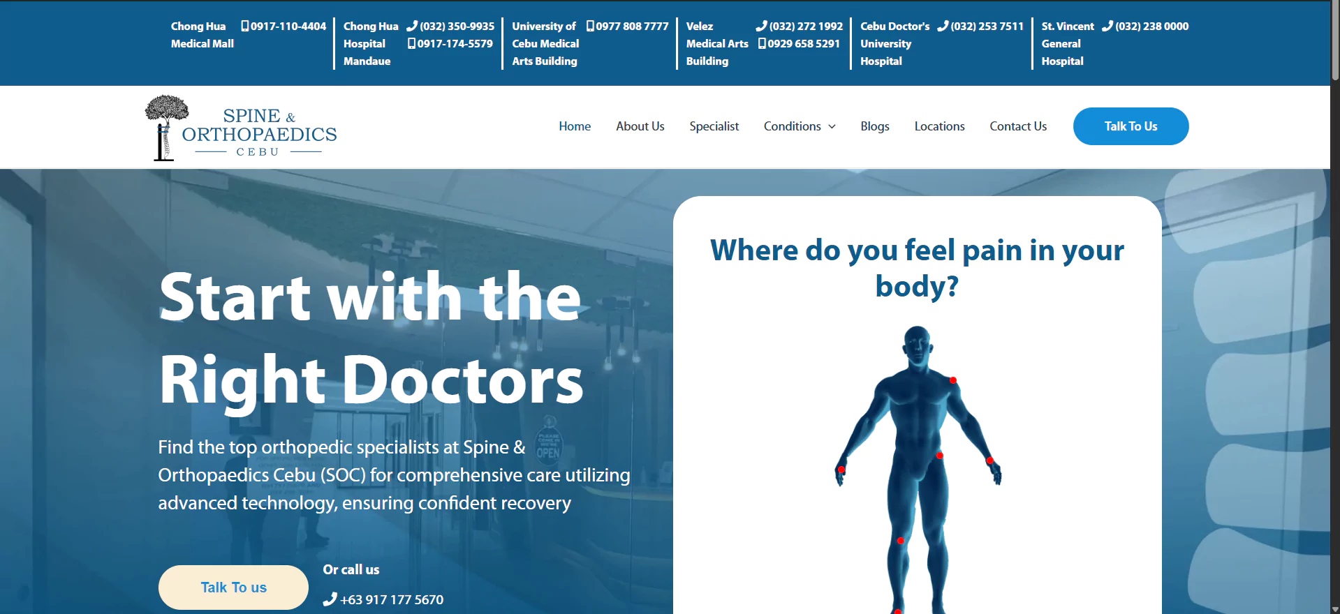 Spine and Orthopaedics Cebu website