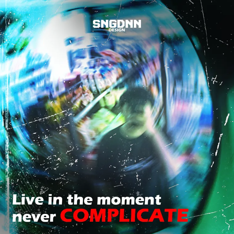 Live in the moment, never complicate: a swirling motion-blurred photo
