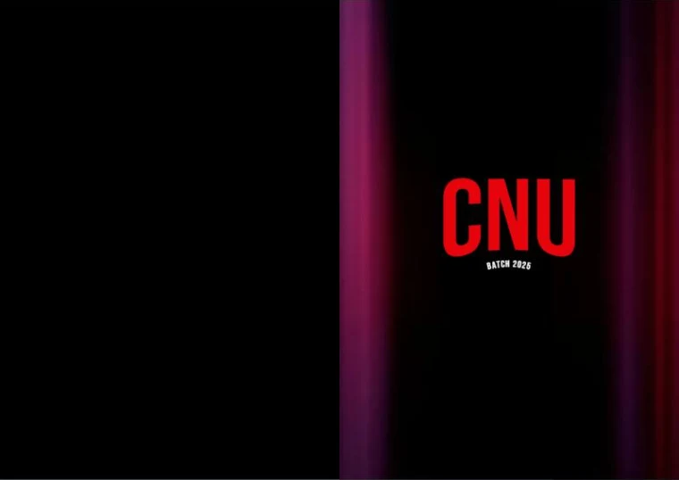 Black cover with CNU in red block letters between purple and red light streaks