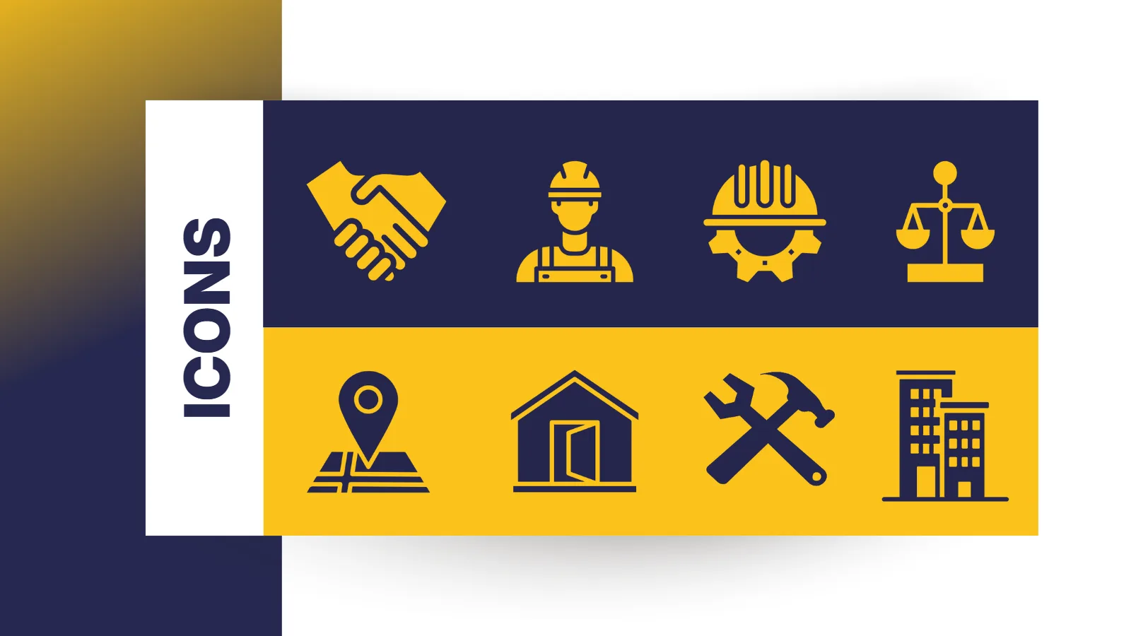 Custom icon set for services, safety and values