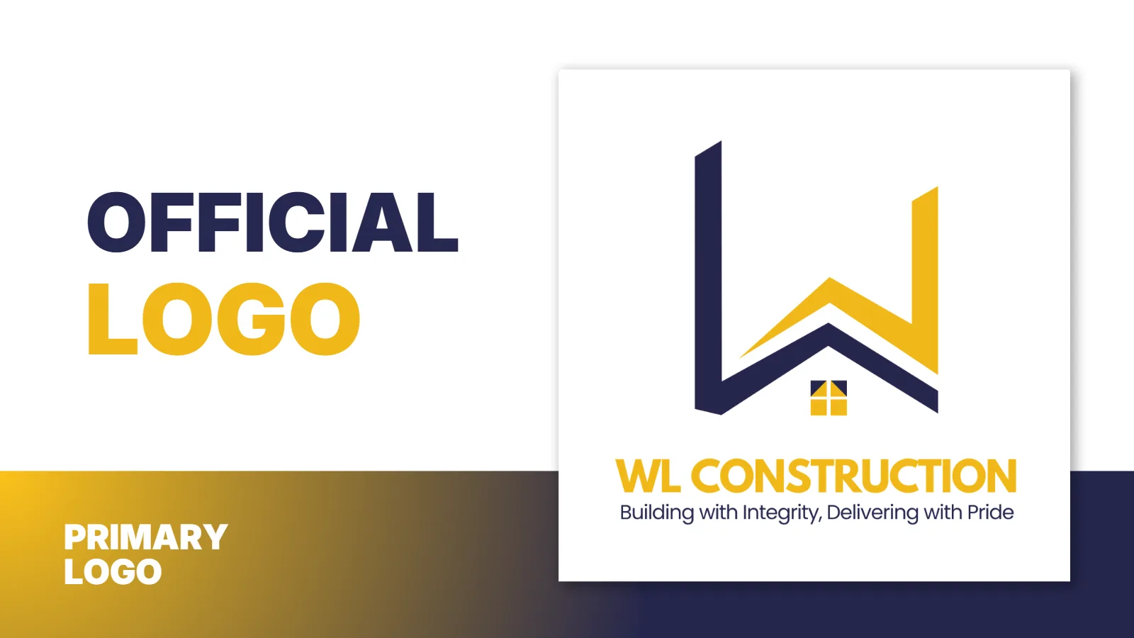 Primary logo: the W and L initials built from columns and beams under a rising roofline