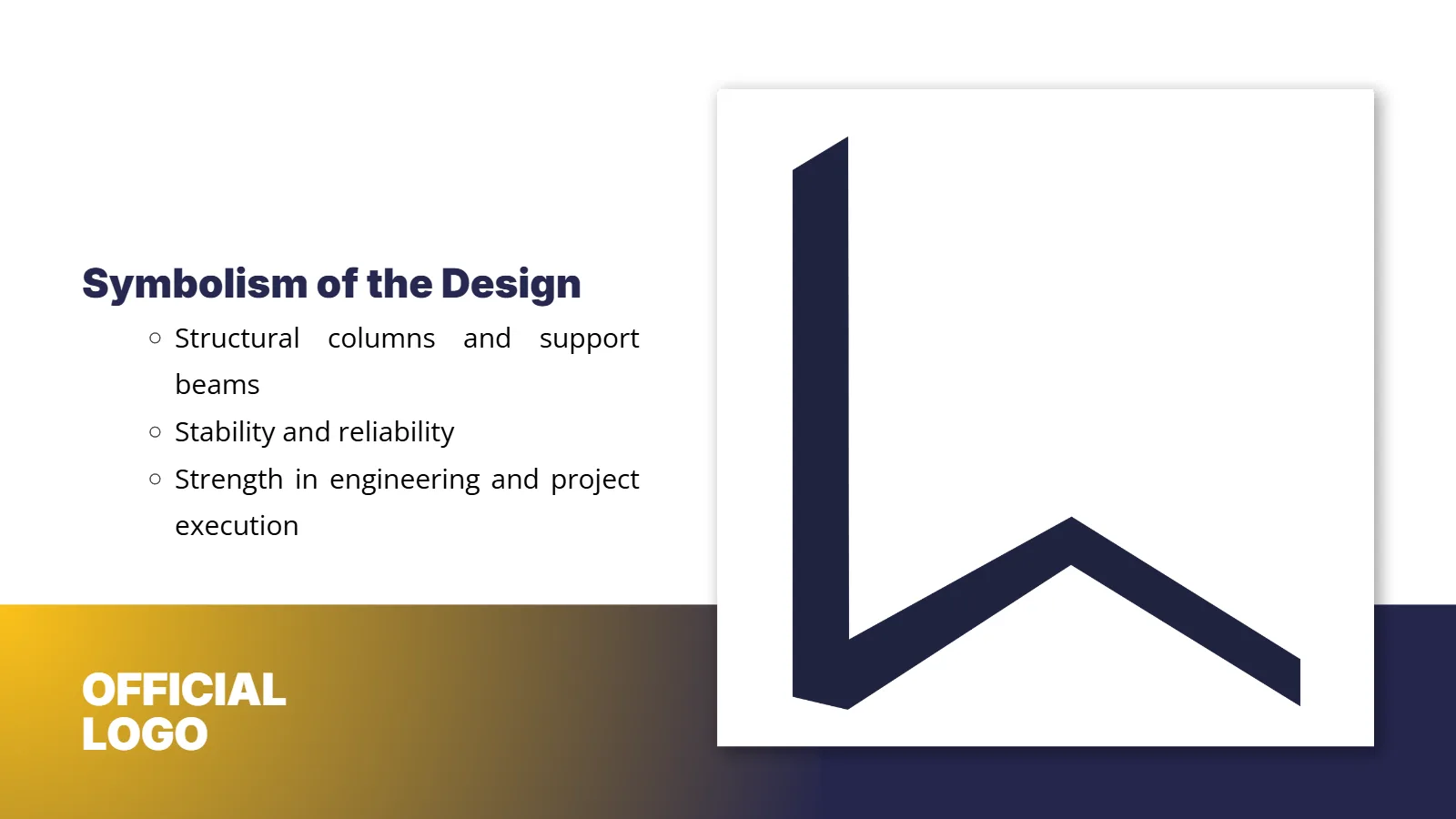 Logo symbolism: structural columns and support beams for stability